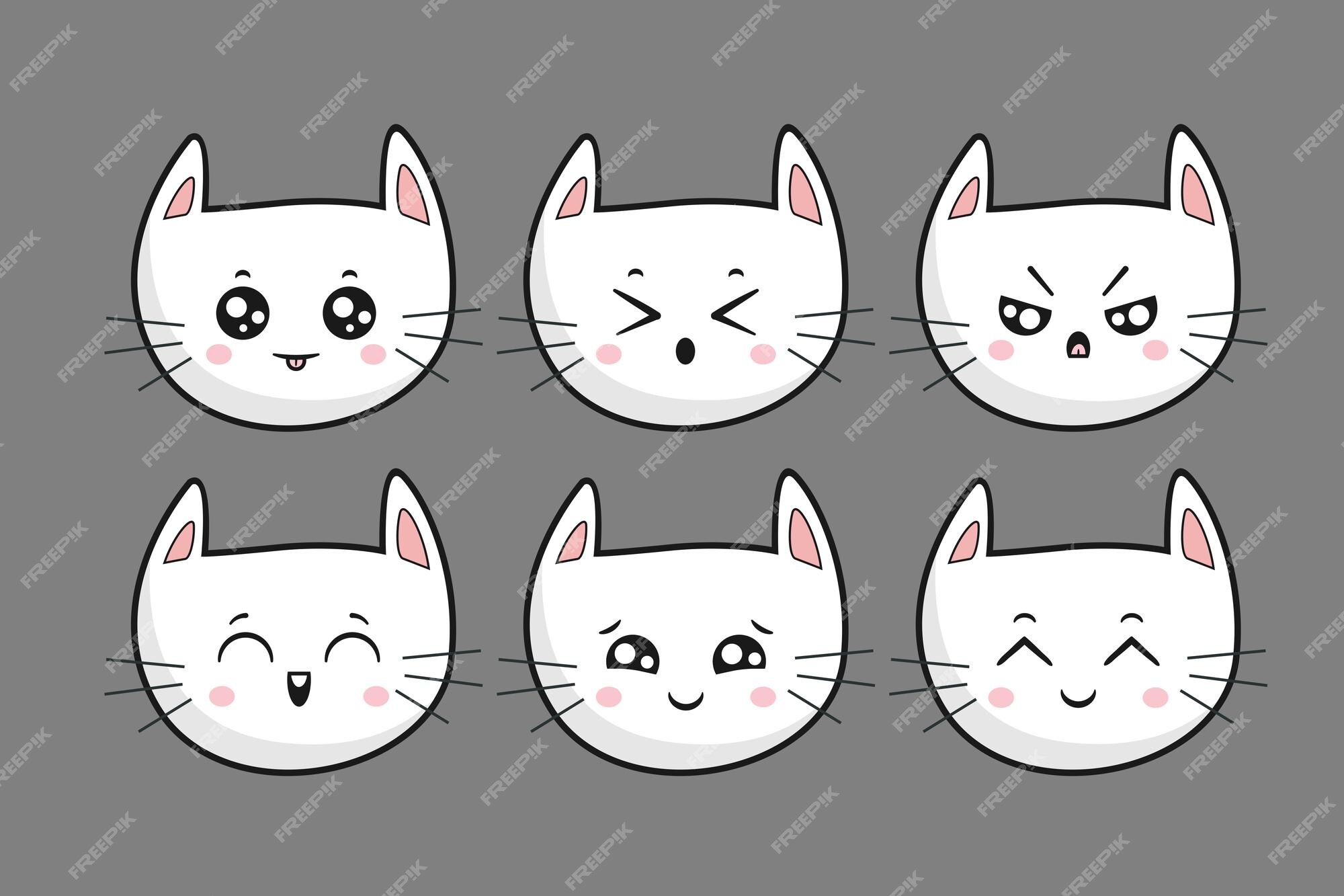 Cute Cat Icon. Gray Kitten Face Head Silhouette. Funny Kawaii