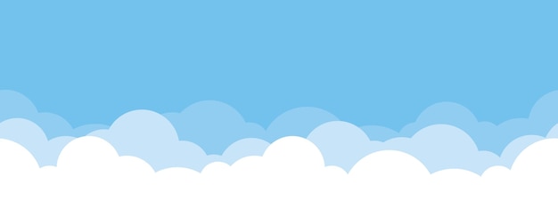 Cute white cloud on pastel blue sky seamless pattern border Vector illustration background