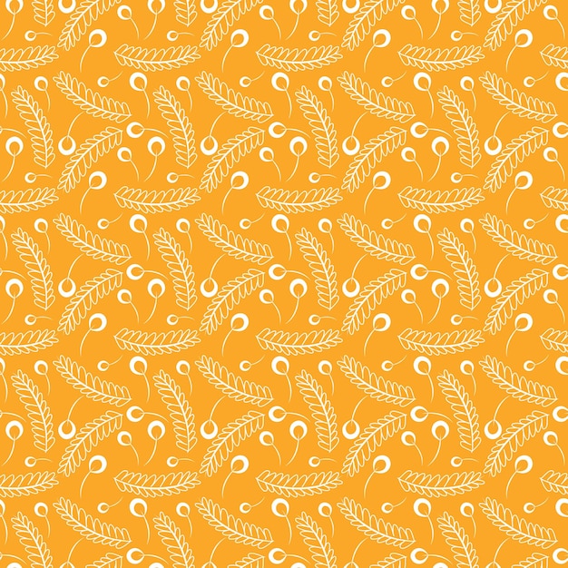 cute_white_coloured_leaves_vector_pattern_design_on_yellowish_orange_background.