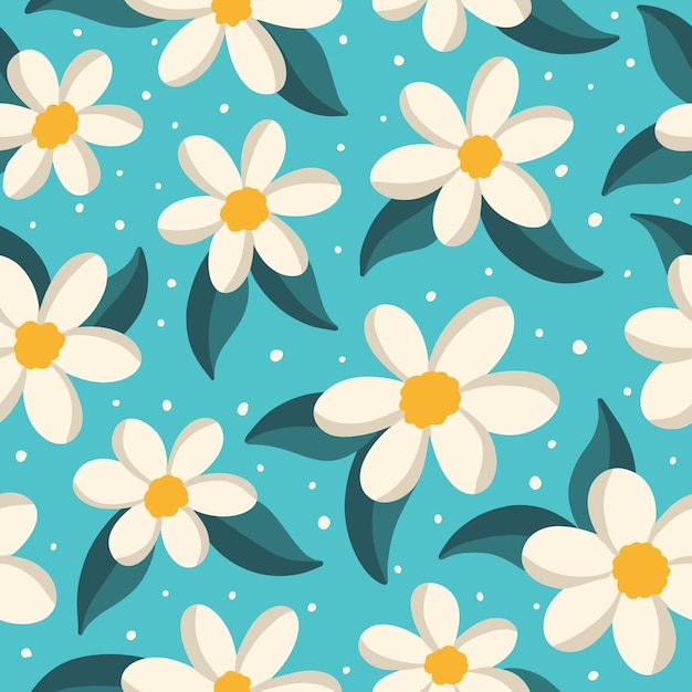 cute white flowers on teal seamless vector pattern great for textile scrapbook wallpaper