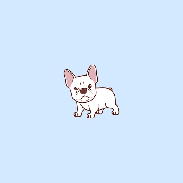 Illustrazione sveglia di vettore del fumetto del cucciolo del bulldog francese bianco