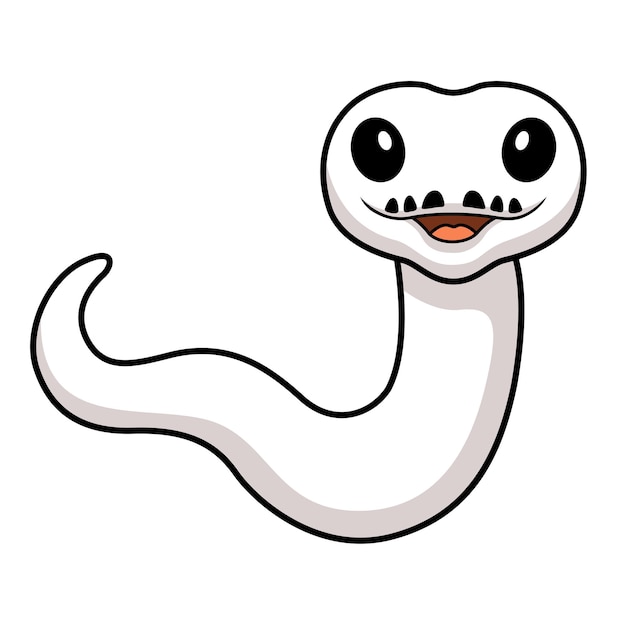 Cute white leucistic ball python snake cartoon