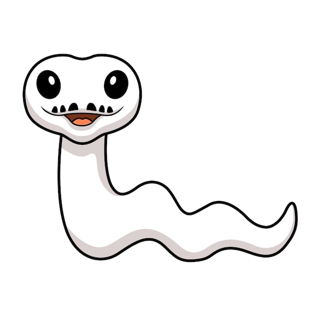 Cute white leucistic ball python snake cartoon