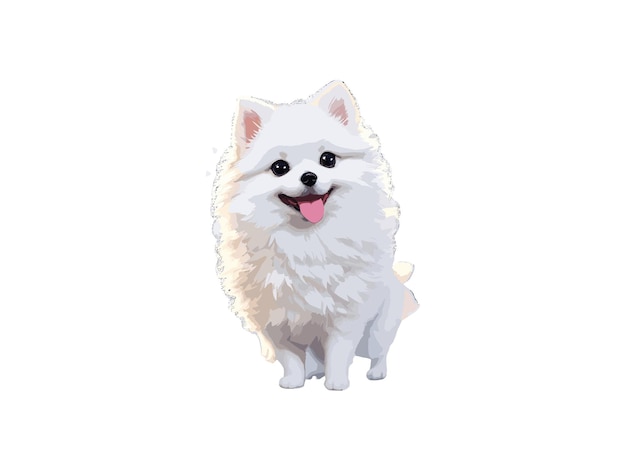 Vector cute white pomeranian dog 3d character vector illustration clipart