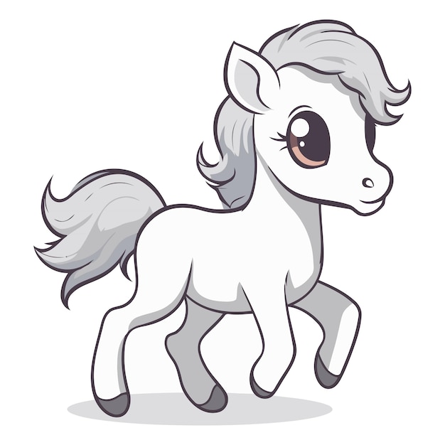 Cute white pony isolated on a white background