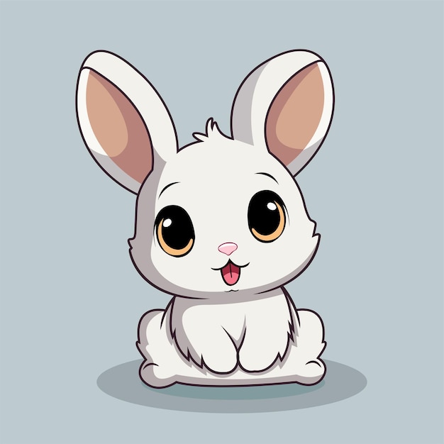cute white rabbits vector illustration