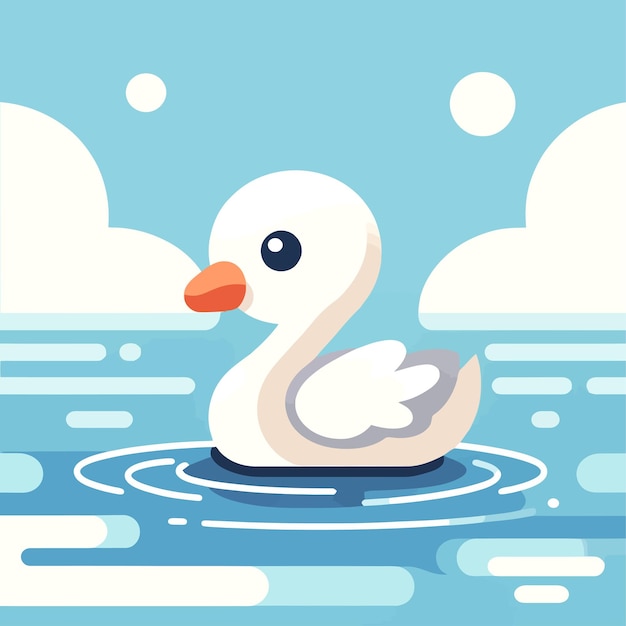 cute white swan swimming in water