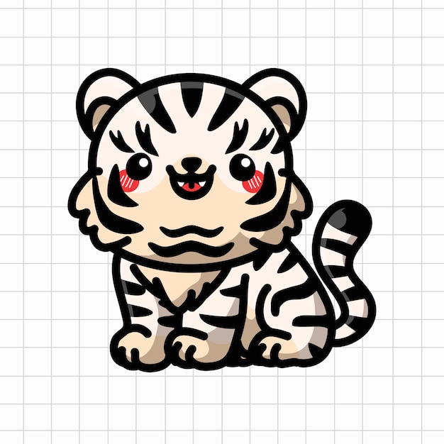 Premium Vector | Cute white tiger vector illustration