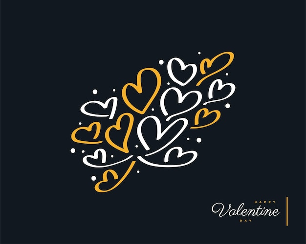 Cute White and Yellow Doodle Heart Illustration for Valentine's Element. Valentine's Day Background for Wallpaper, Flyers, Invitation, Posters, Brochure, Banner or Postcard