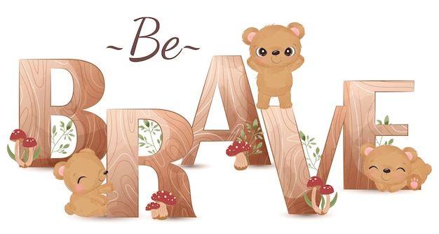 Cute wild animals illustration with alphabets