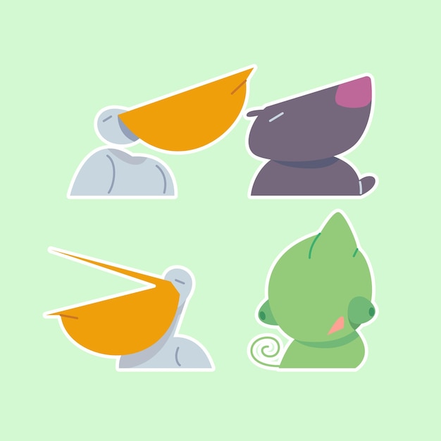 Cute wild animals set including pelicans capybaras and chameleons Safari jungle animals vector Woodland animal illustration