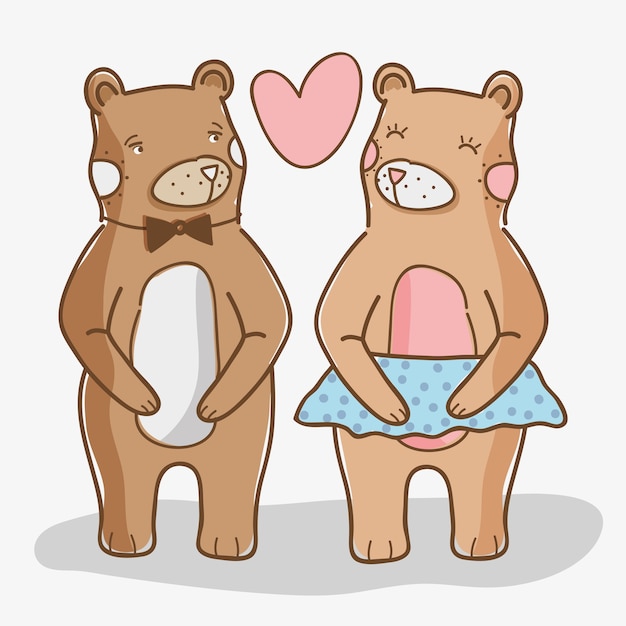 Vector cute wild bears in love