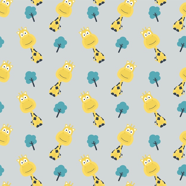 Cute wild giraffe seamless pattern