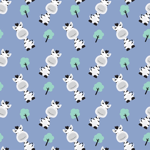 Cute Wild Zebra seamless pattern