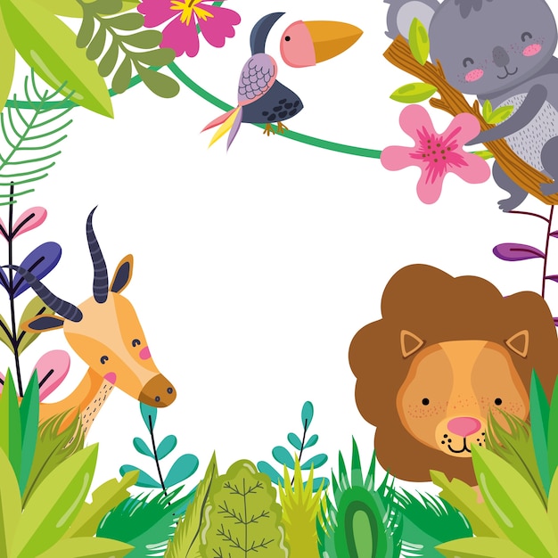 Vector cute wildlife animals cartoons