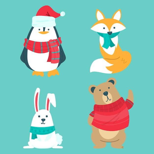 Cute winter animals