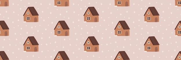 Vector cute winter christmas house