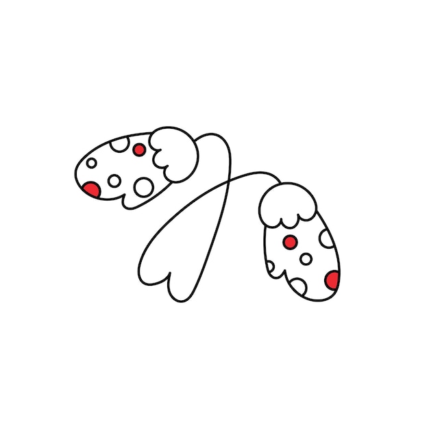 Cute winter doodle mittens in sketch style on white background