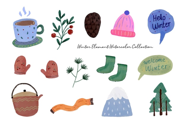 Vector cute winter element decor collectie