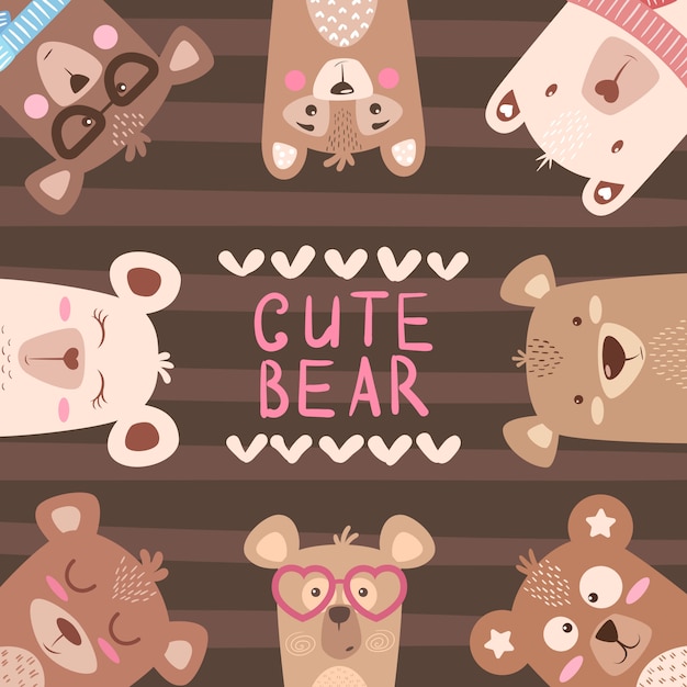 Cute winter illustration. bear characters