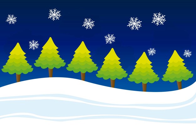 cute winter landscape chirstmas with tree vector