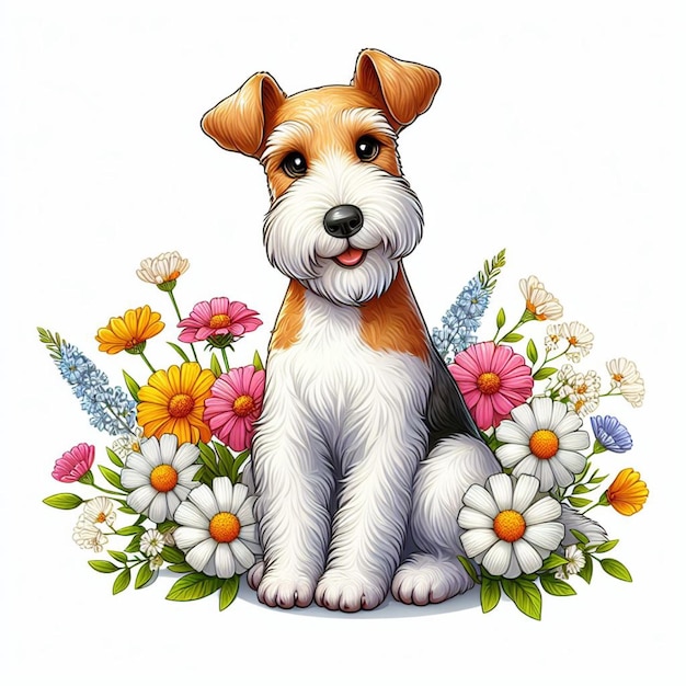 Cute Wire Fox Terrier Dog Vector Cartoon illustration