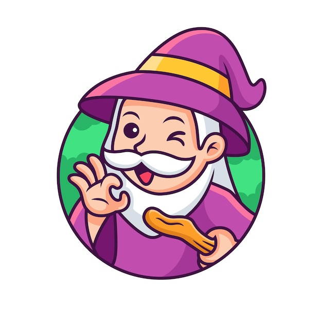 Cute Witch Cartoon With Cute Pose. Icon Illustration. Hallowen Icon Concept Isolated