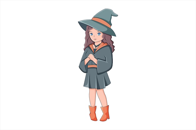 Cute Witch Character Design Illustration