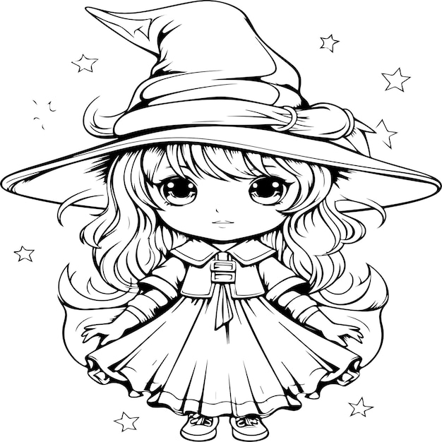 cute witch coloring page