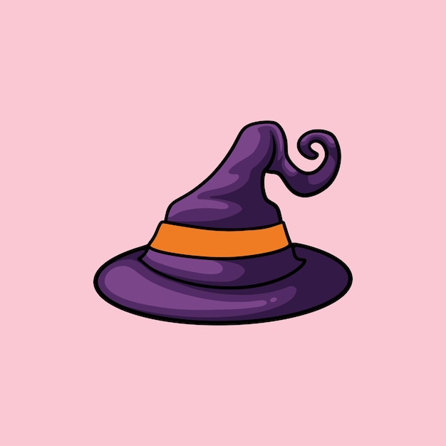 Modello di illustrazione del disegno a mano di halloween carino cappello da strega