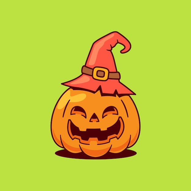 Cute witch pumkin cartoon icon vector