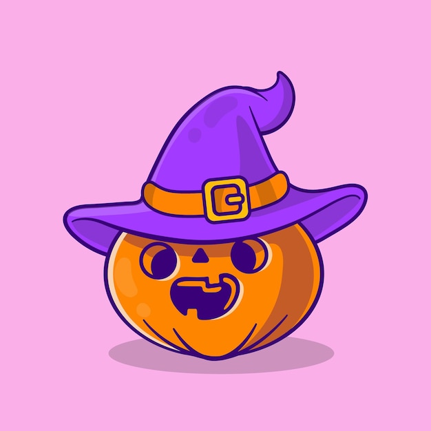 Vector cute witch pumpkin halloween cartoon vector illustration