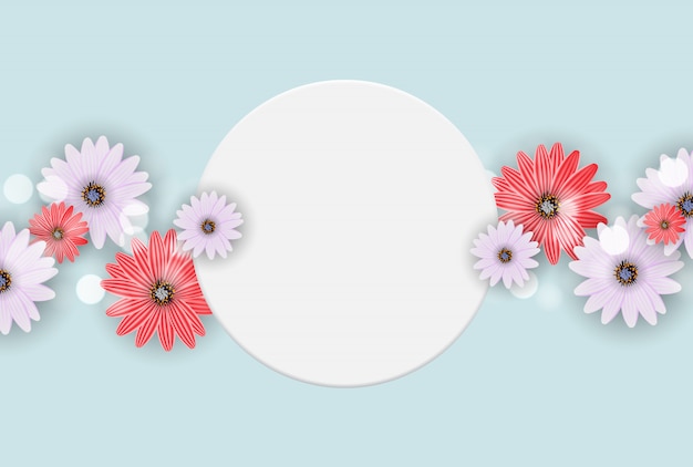 Vector cute with frame and flowers.  illustration