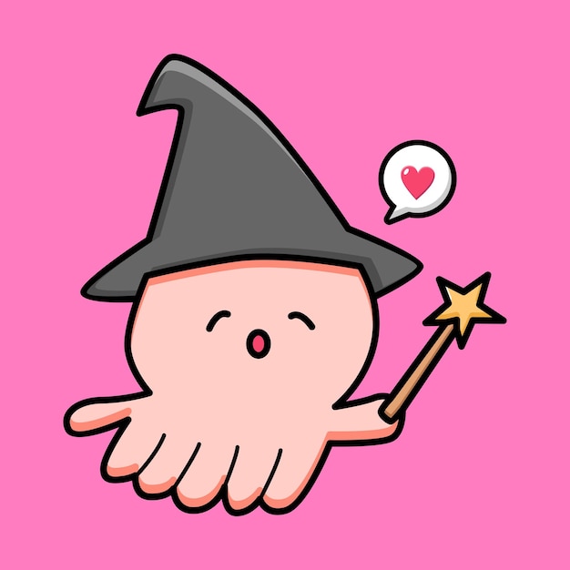 Cute wizard octopus cartoon design