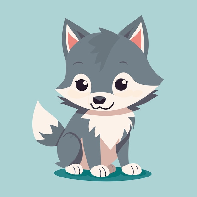 Vector cute wolf animal cartoon illustration