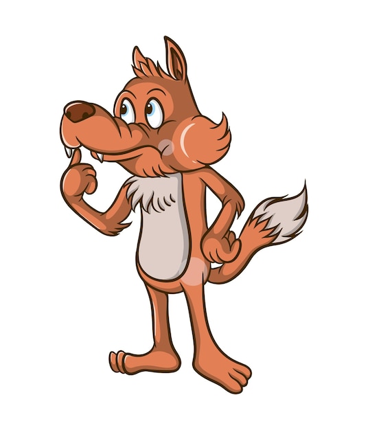 Vector cute wolf cartoon illustration design is planning something