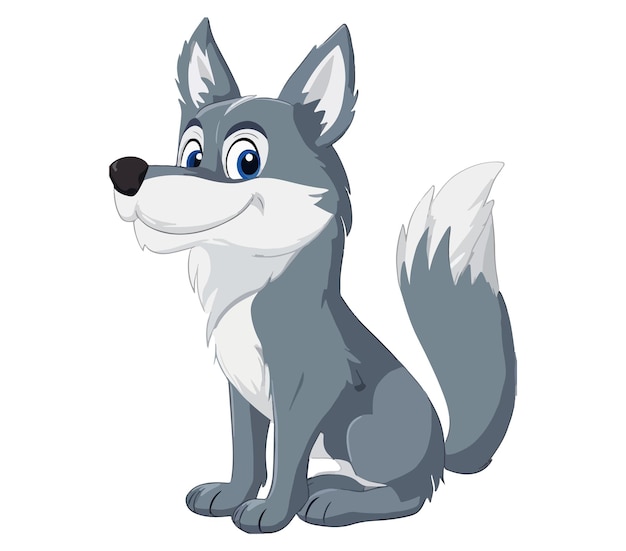 Vector cute wolf cartoon