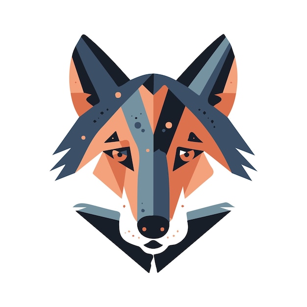 Cute wolf head flat design logo illustration