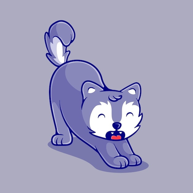 マスコットステッカーやTシャツのデザインに適したかわいいオオカミのイラスト