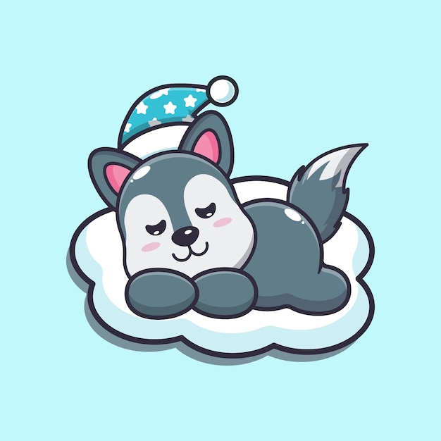 Cute wolf sleep cartoon vector illustration