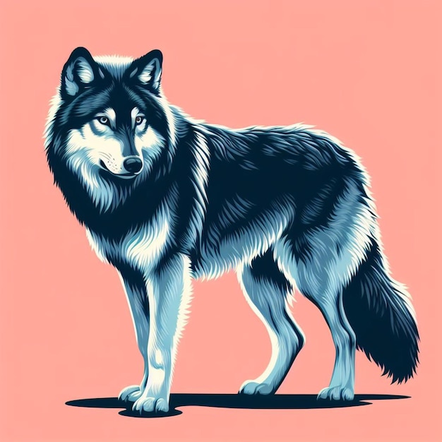 Vector cute wolf vector cartoon illustratie