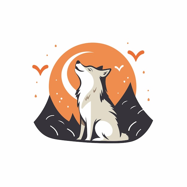 Vector cute wolf vector illustration wild animal symbol cartoon style