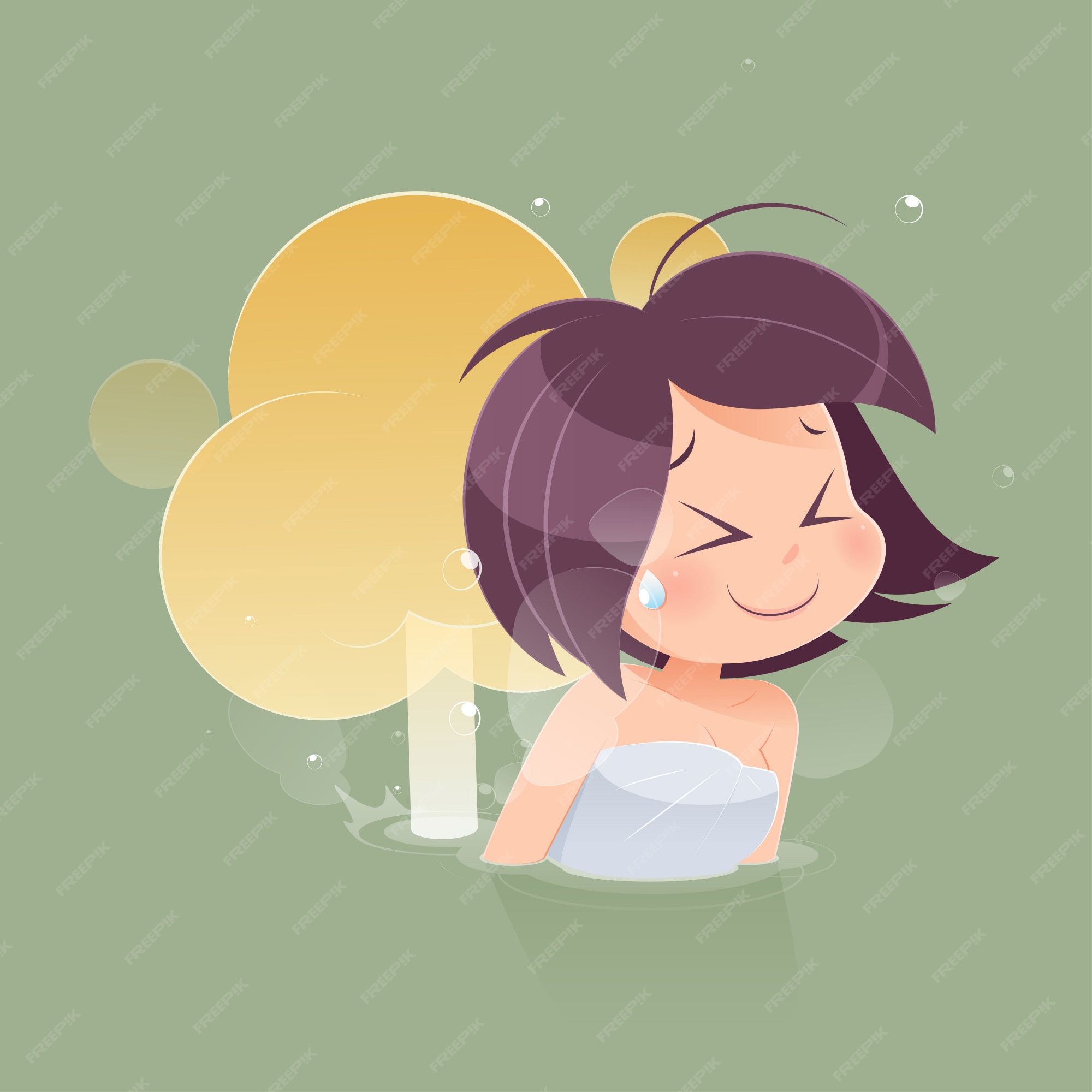 Premium Vector | Cute woman farting with blank balloon out from her bottom  against green background, funny face cartoon