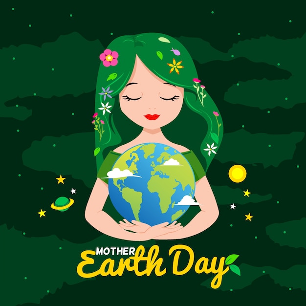 Cute woman holding planet earth