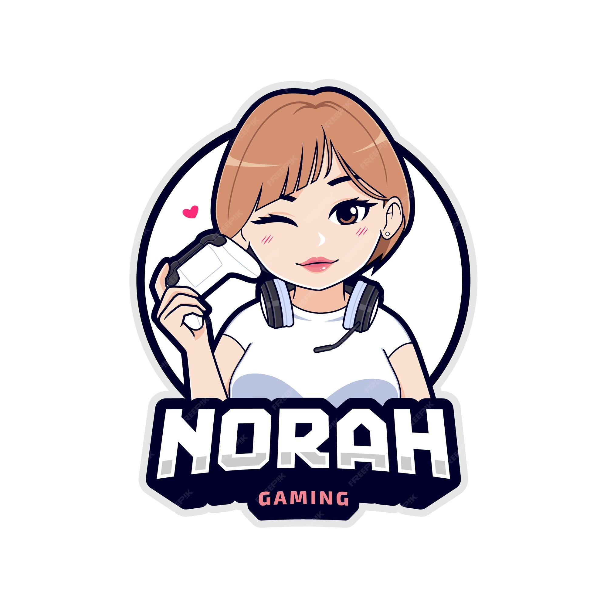 Premium Vector | Cute women gamer logo vector