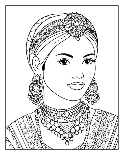 Cute Women vector_ Mothers Day Coloring Page