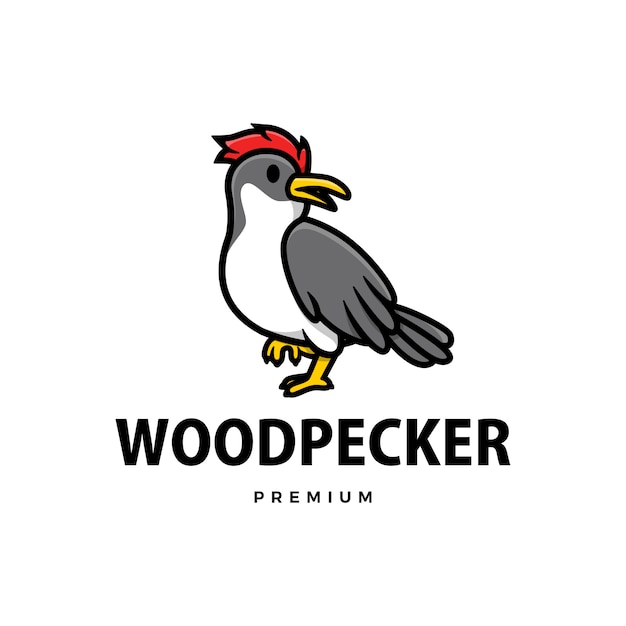 Симпатичные деревянные pecker мультфильм логотип значок иллюстрации