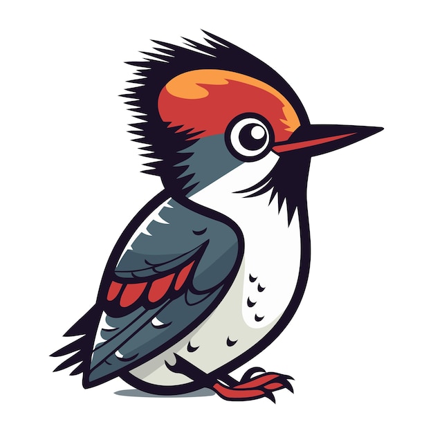 Vector cute woodpecker bird cartoon vector illustration isolated on white background