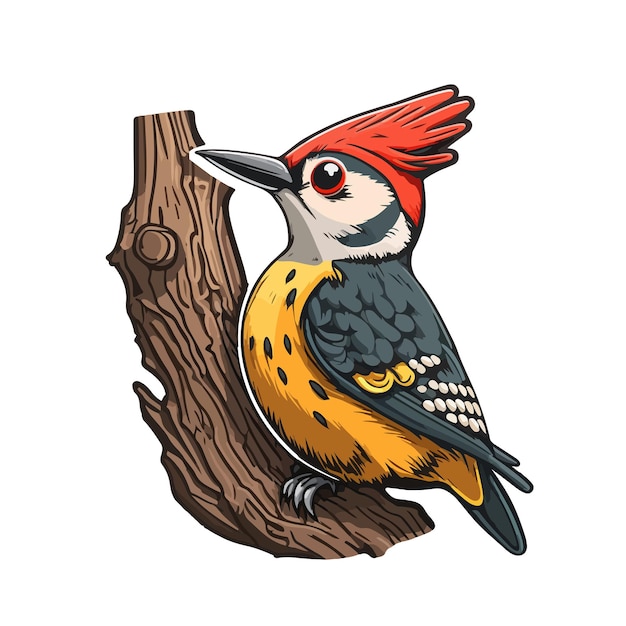 Cute woodpecker cartoon style