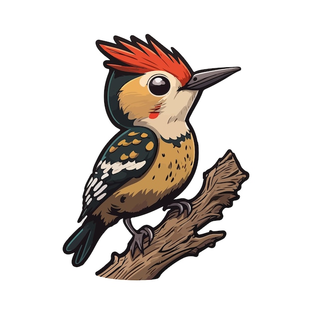 Cute woodpecker cartoon style